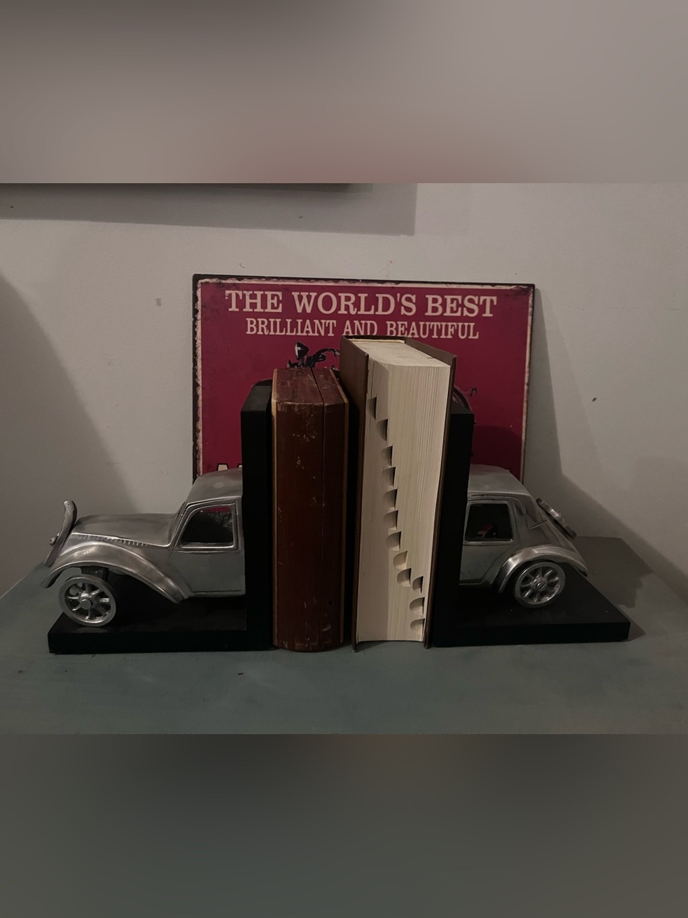 Vintage Silver Car Bookends - Silver Home Accent